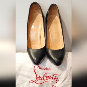 AUTHENTIC CHRISTIAN LOUBOUTIN Black Leather Heels with Dust Bag!!